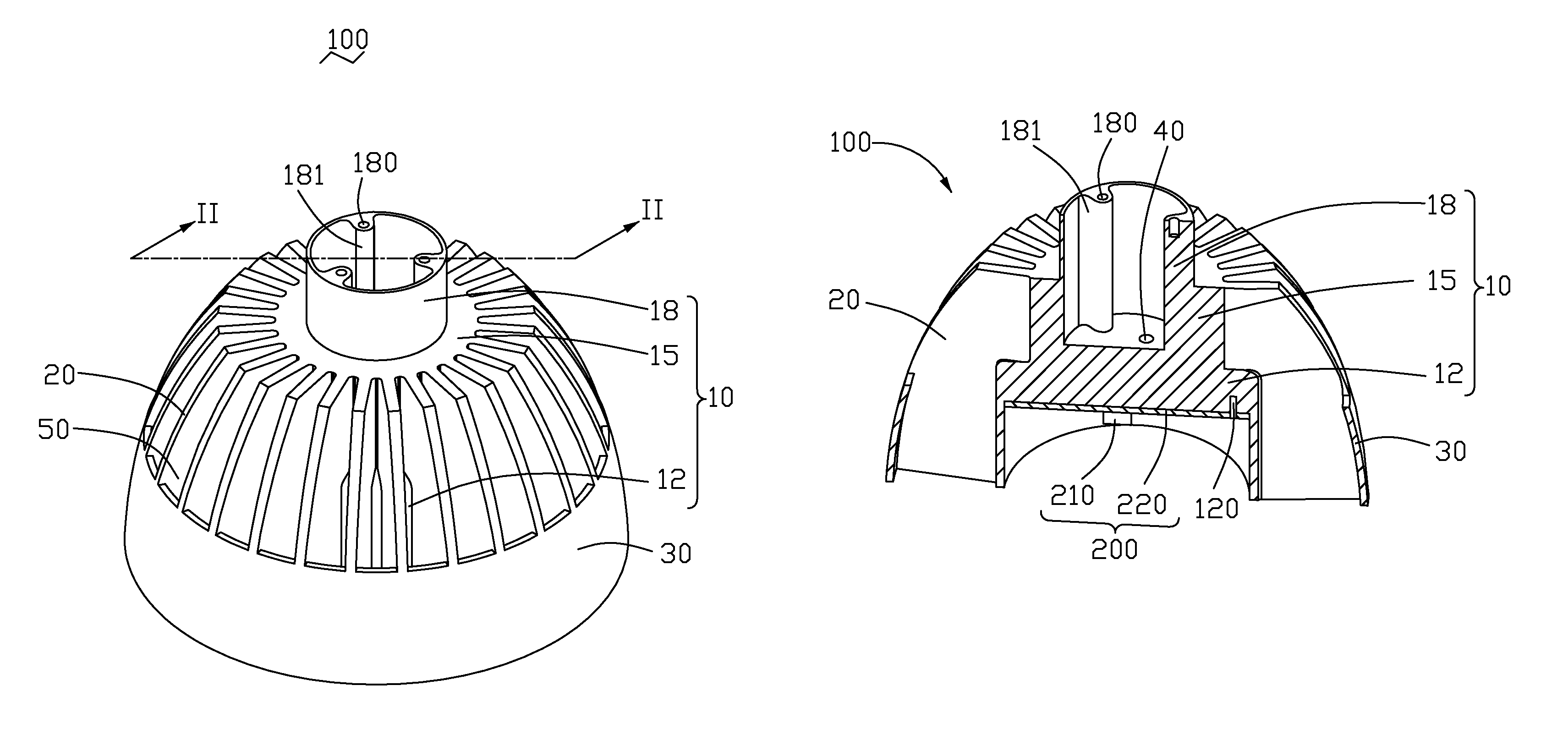 LED lamp with a heat sink