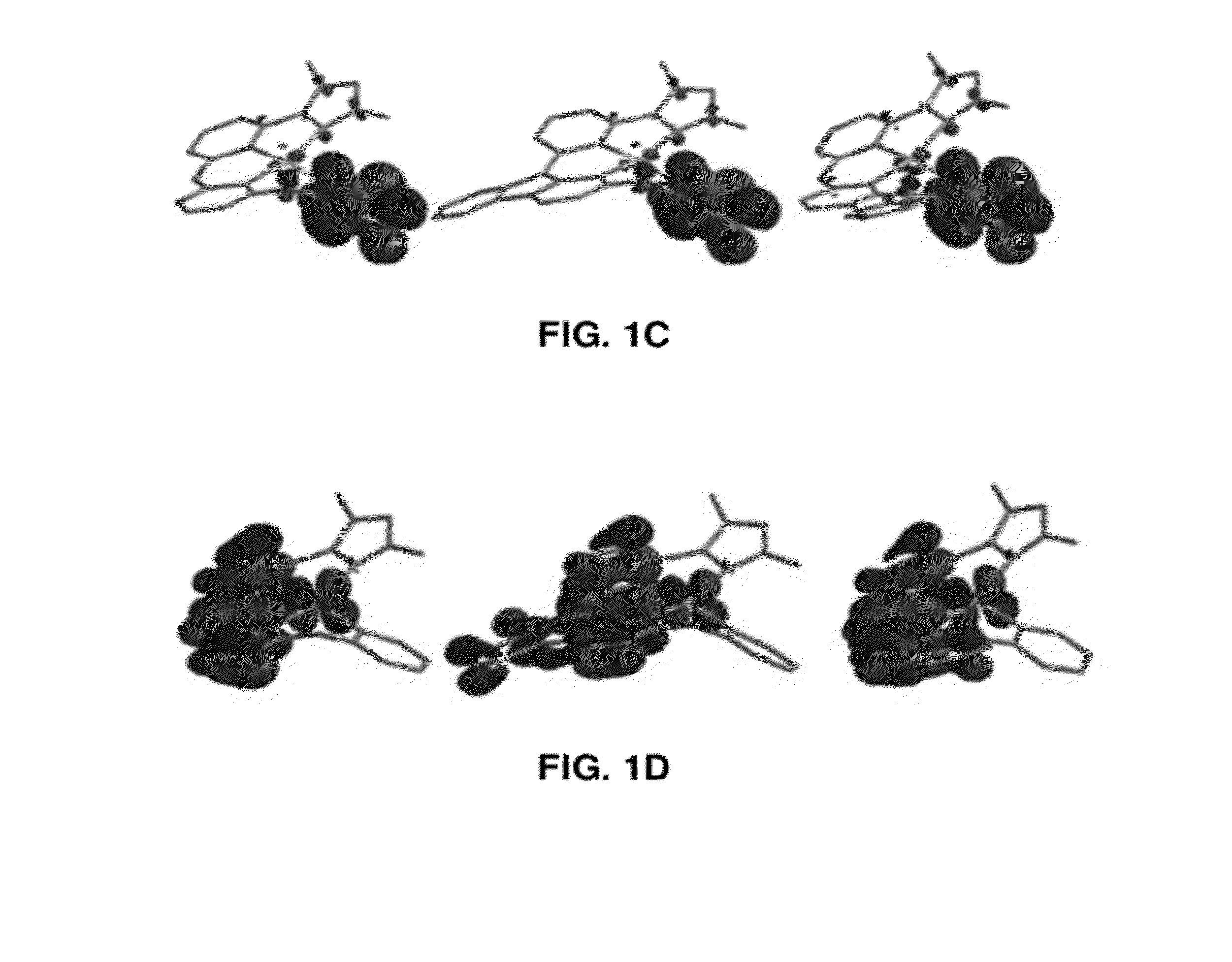 Four coordinated platinum and palladium complexes with geometrically distorted charge transfer state and their applications in light emitting devices