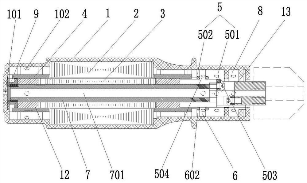 Linear motor and electric tool with buffering function at extreme position