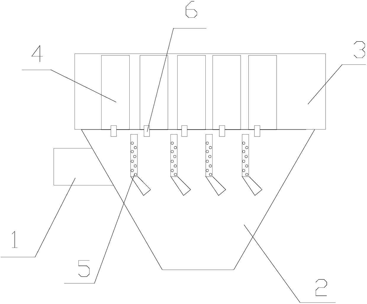 Flow guide device for bag filter