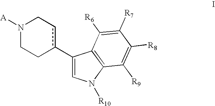 Piperidinyl indole and tetrohydropyridinyl indole derivatives and method of their use