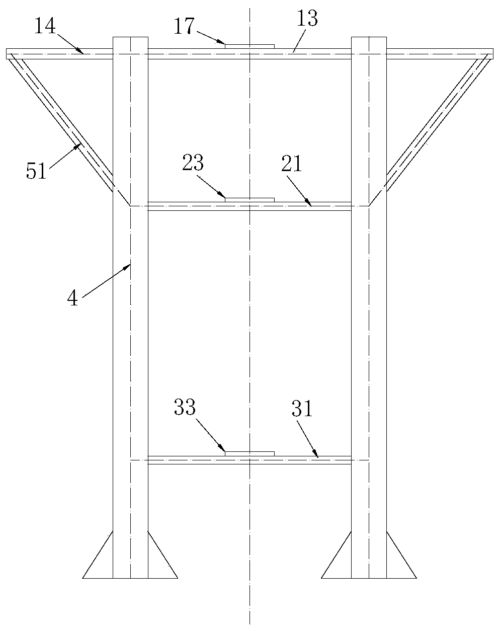 Shared construction platform for single pile and high pile cap foundation steel pipe pile planting of offshore wind power plant