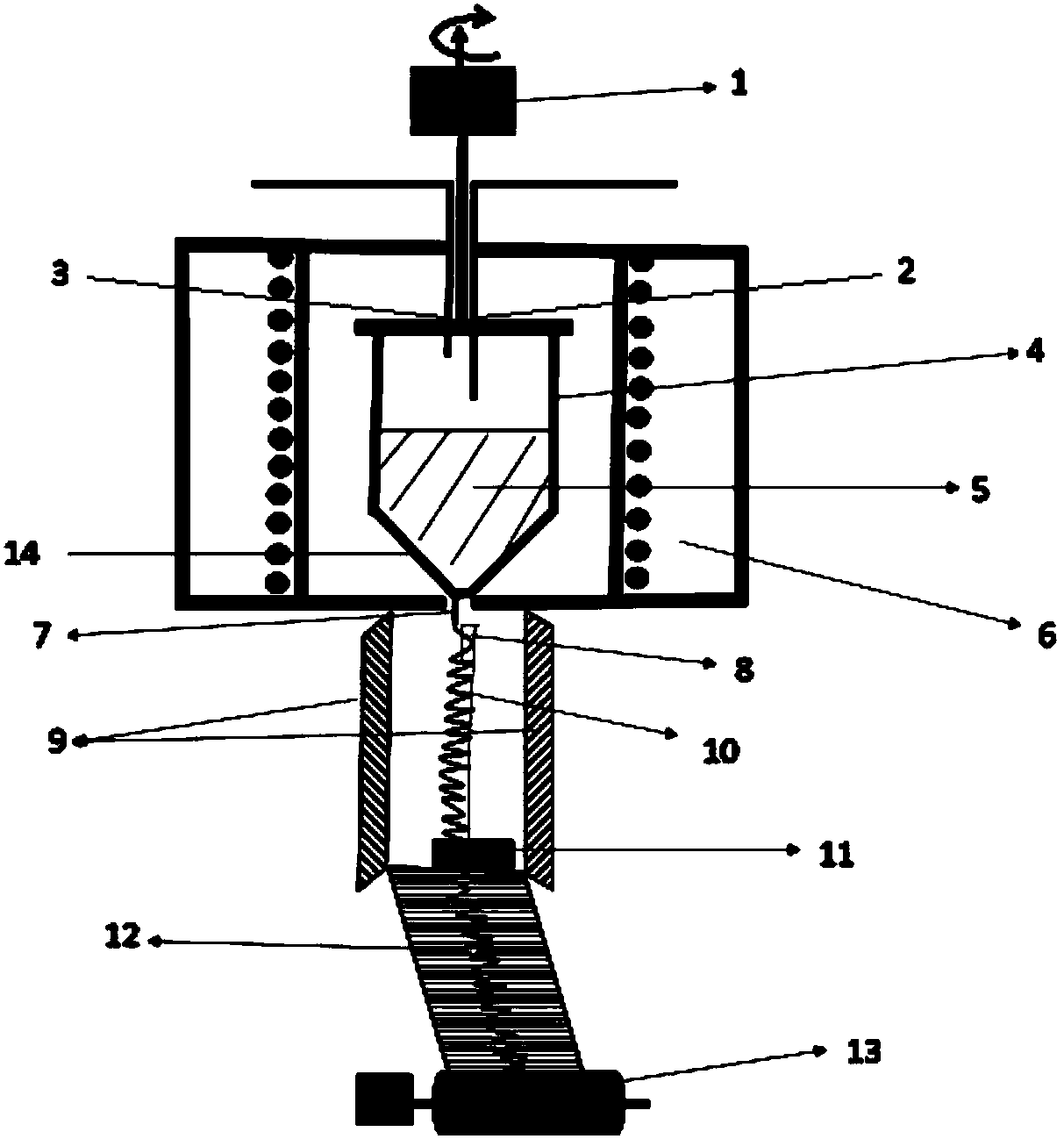 A kind of preparation device and method of helical high elastic metal fiber