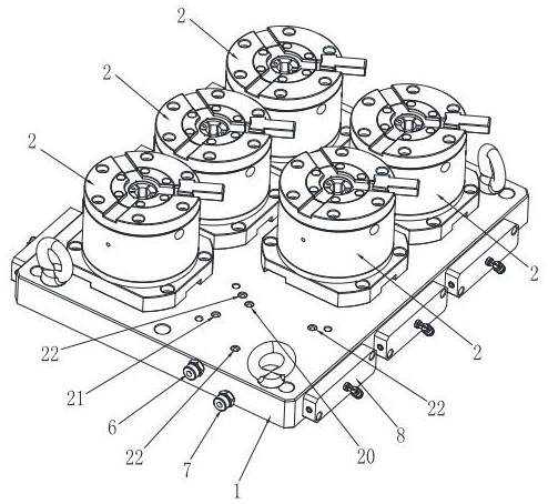 Multi-station oil pressure combined clamp equipment for machining upper shaft of planetary reducer