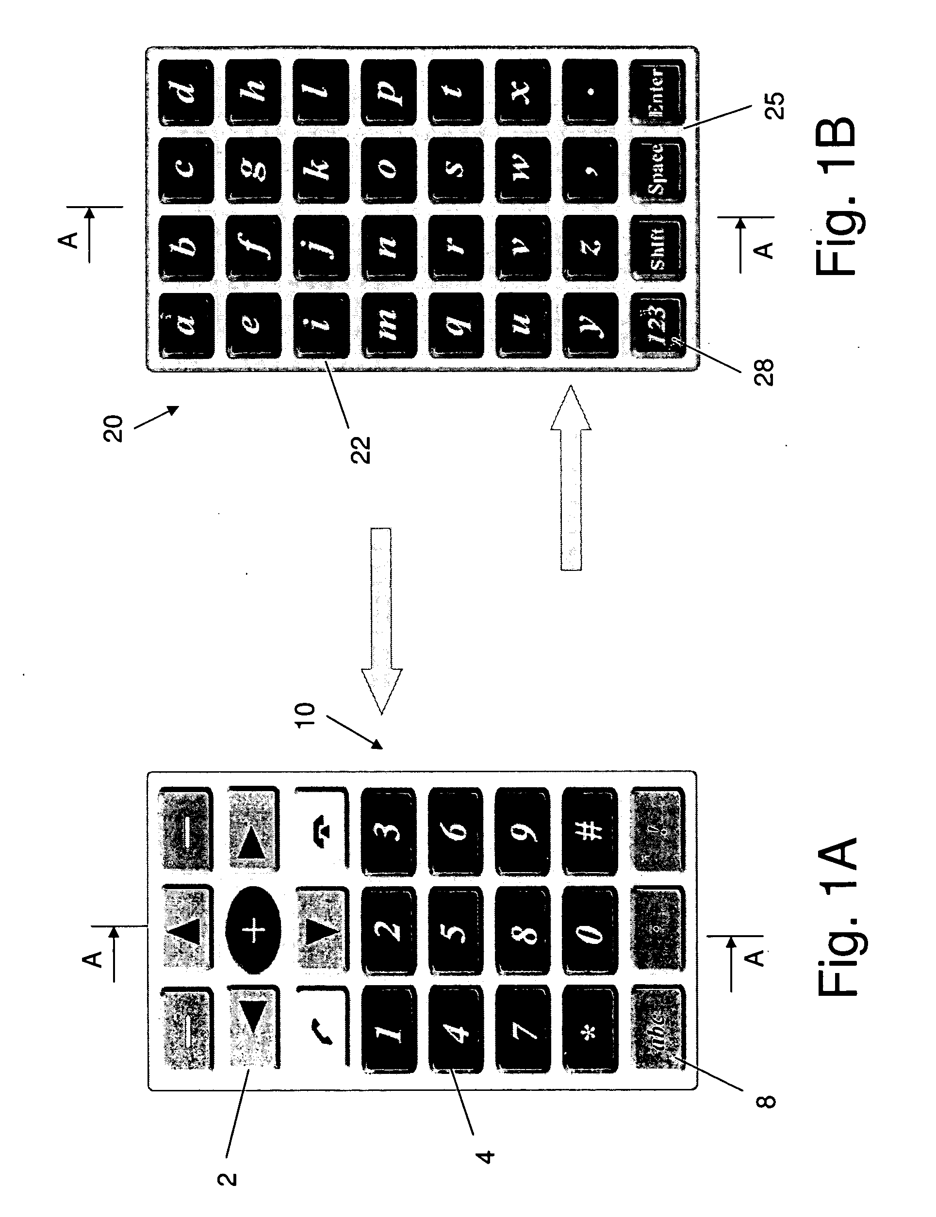 Variably displayable mobile device keyboard