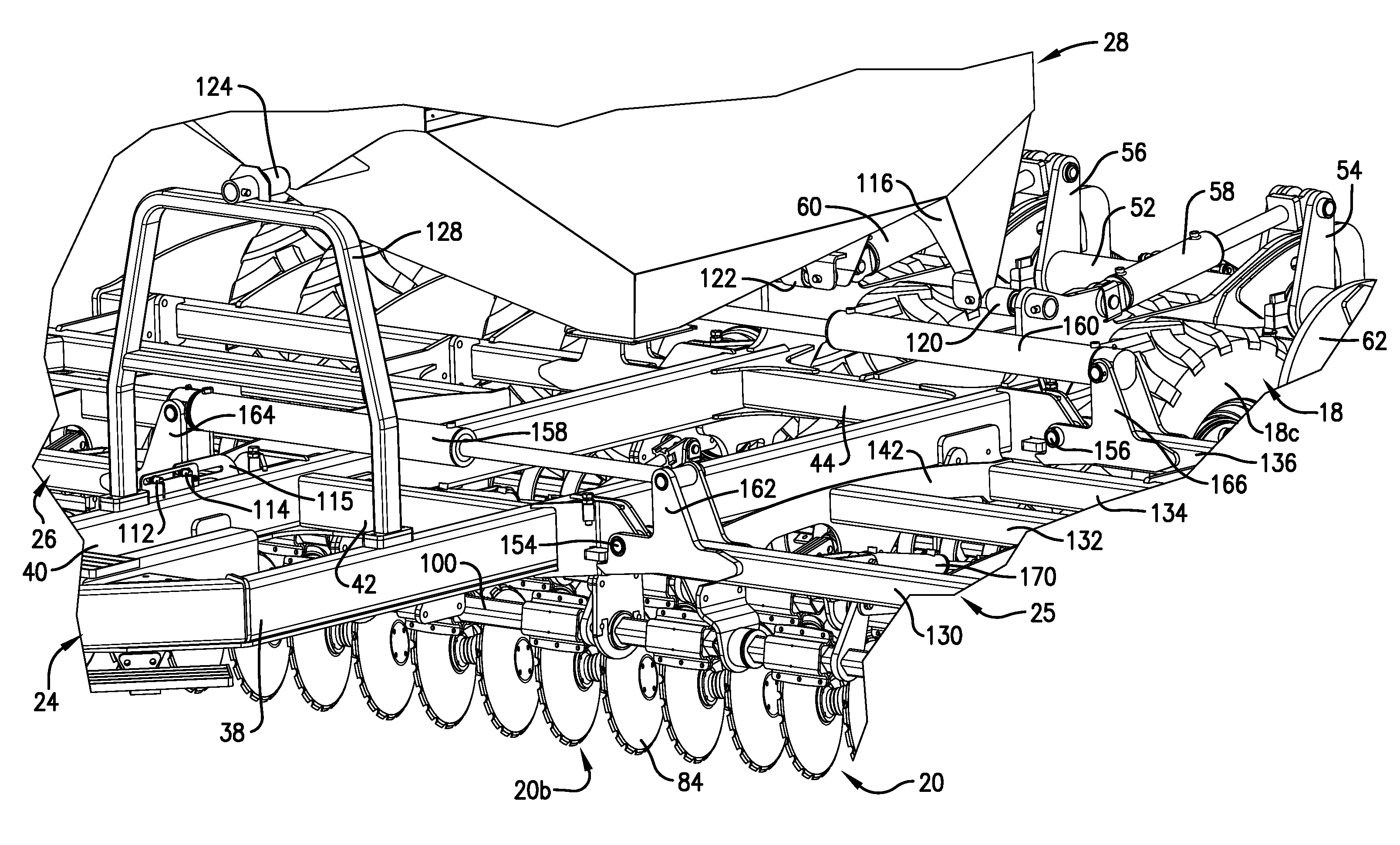 Agricultural implement having hopper weighing system