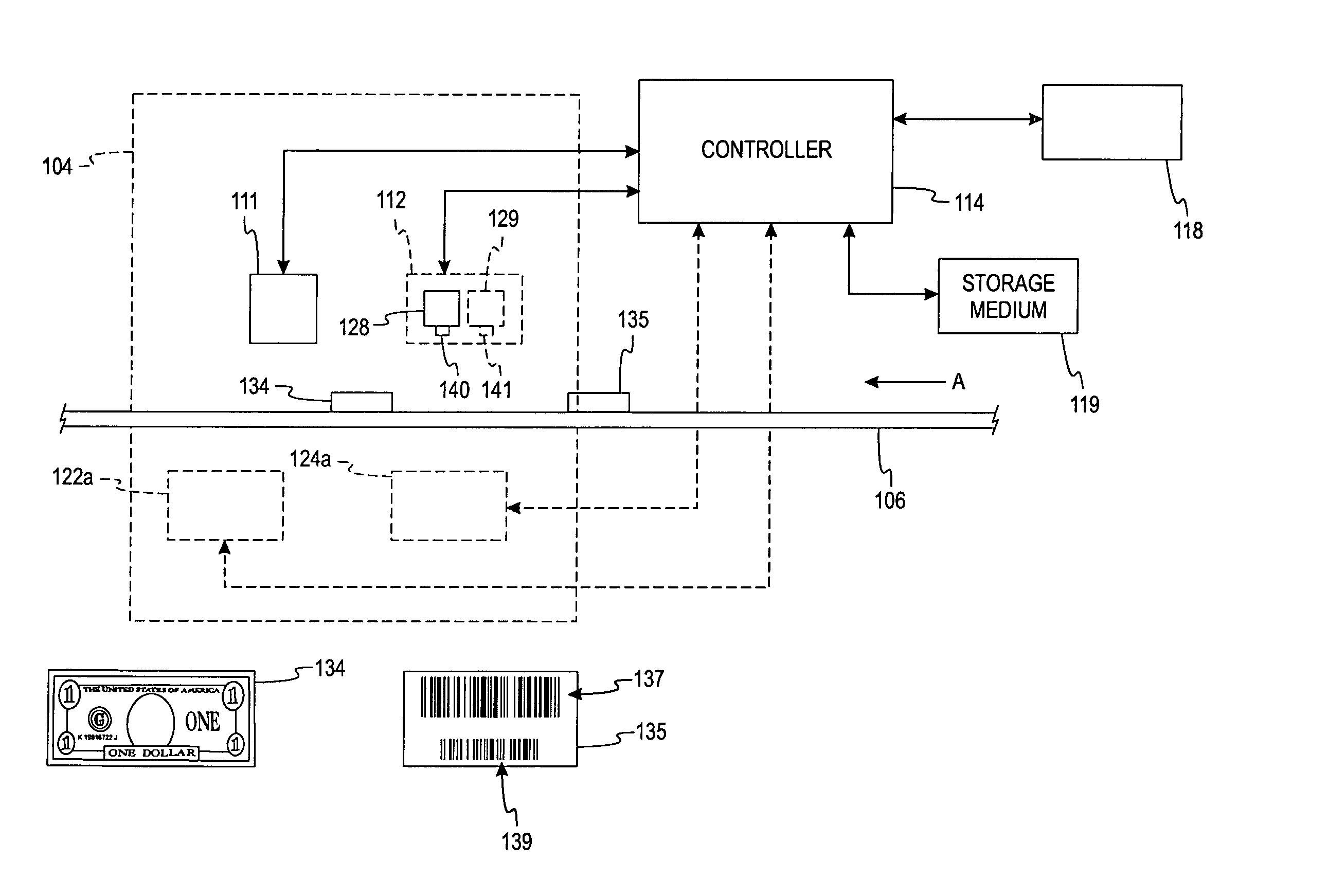 System and method for processing currency bills and documents bearing barcodes in a document processing device