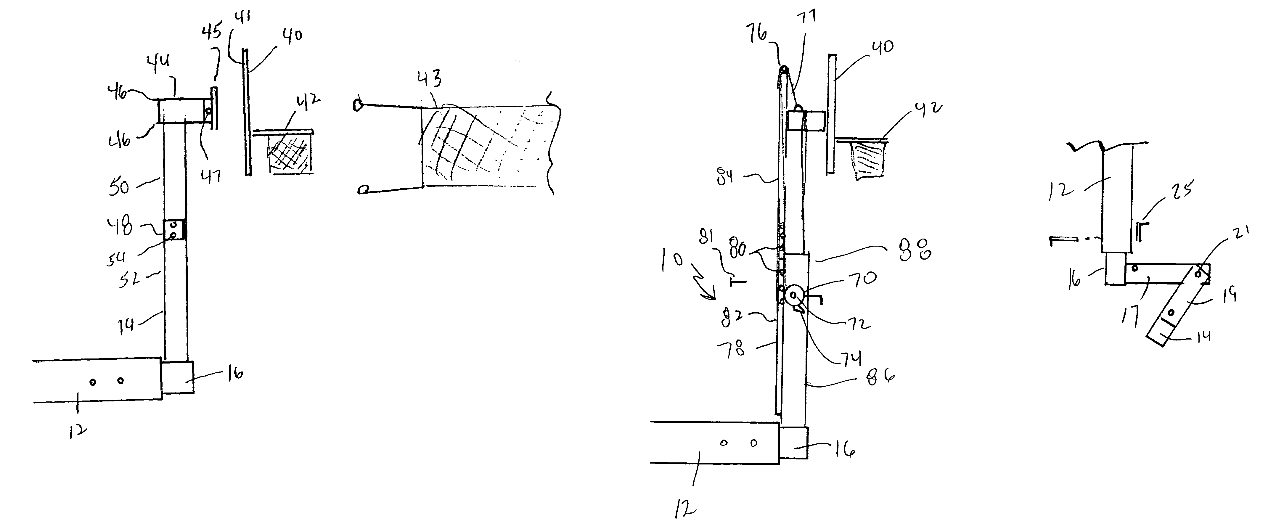 Trailer hitch assembly for support of a basketball backboard or net assembly