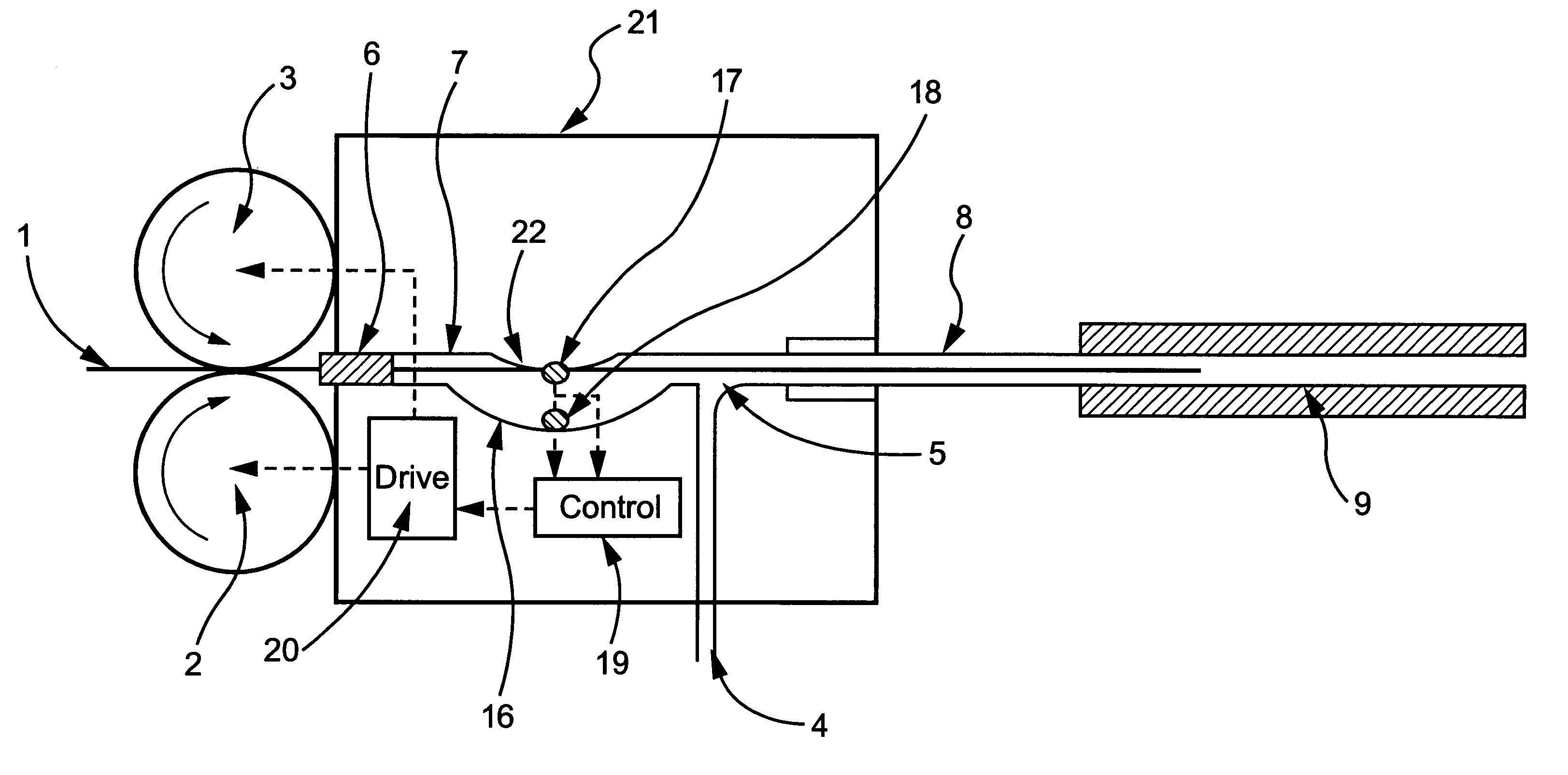 Blowing head including a buckle detector