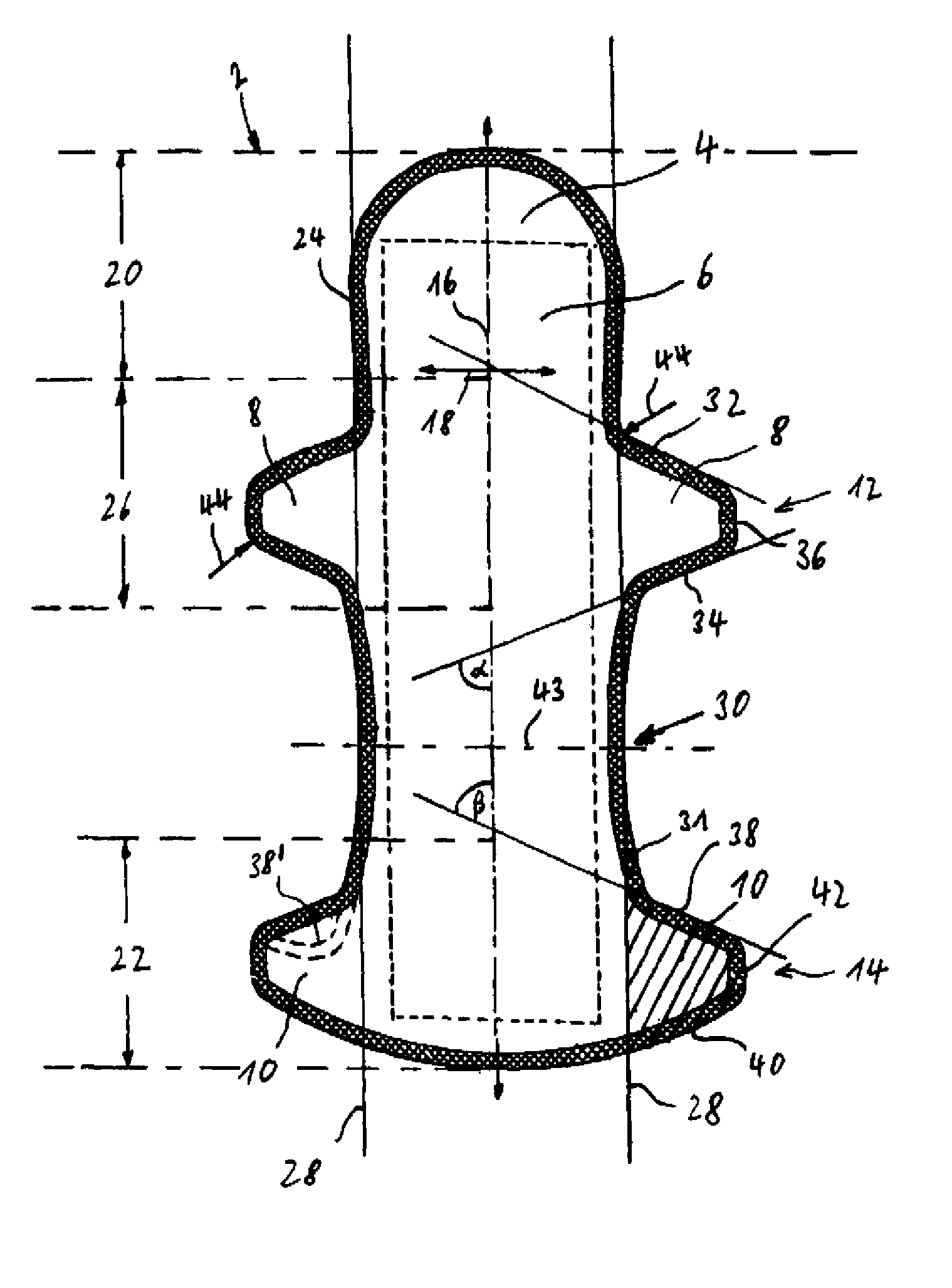 Sanitary or incontinence pad