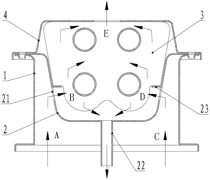 Double air inlet heat-exchange device for condensation type gas water heater