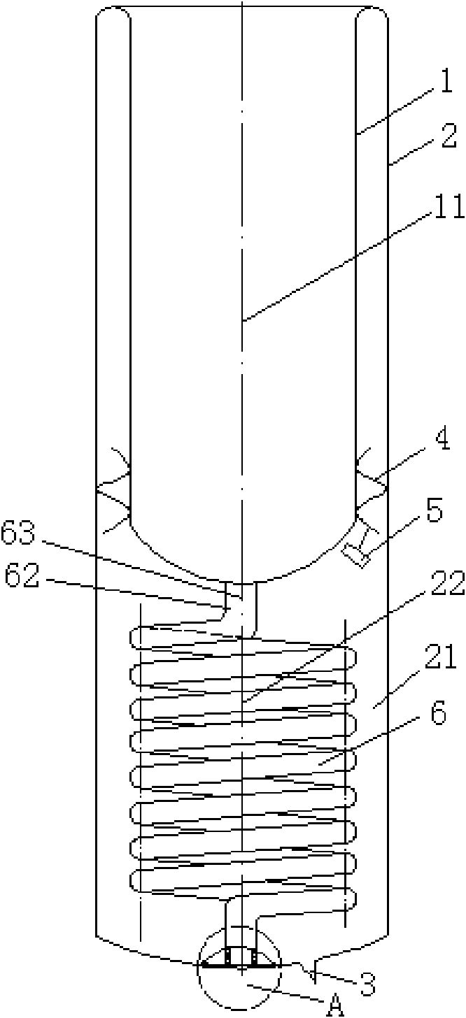 Straight-through type solar energy vacuum heat collecting tube