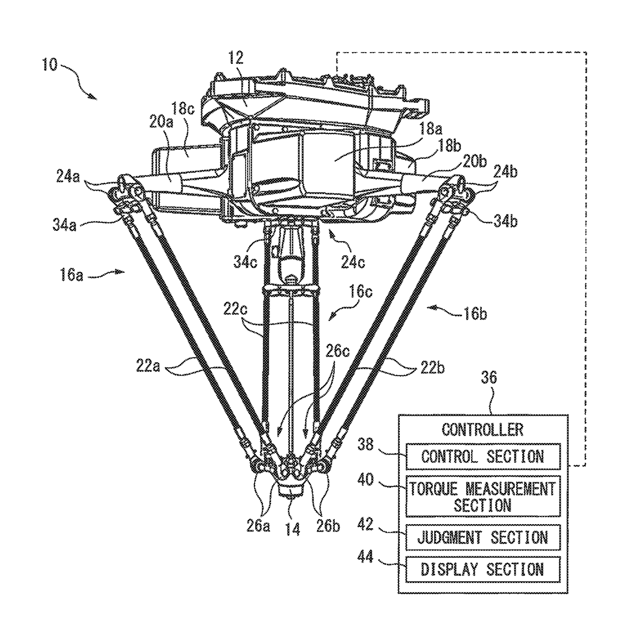 Device and method for detecting abnormality of joint of parallel link robot