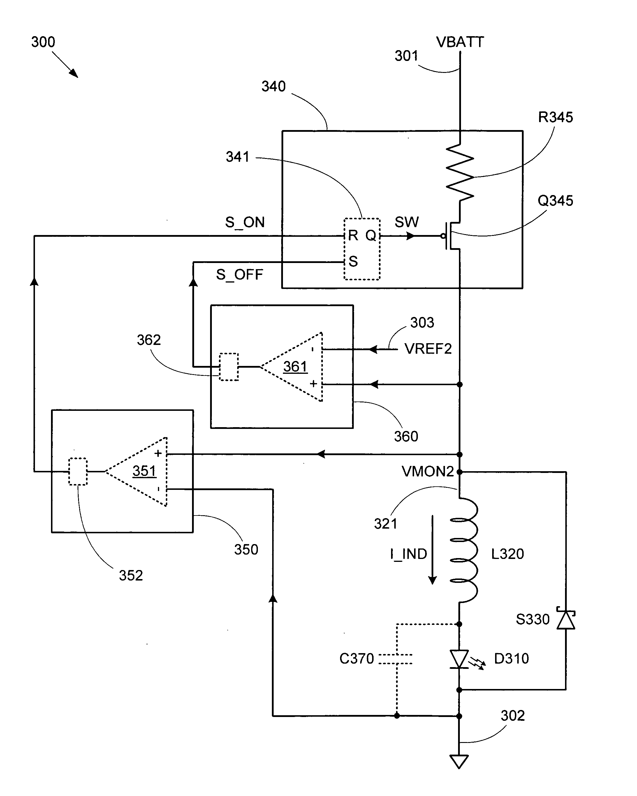 LED current bias control using a step down regulator