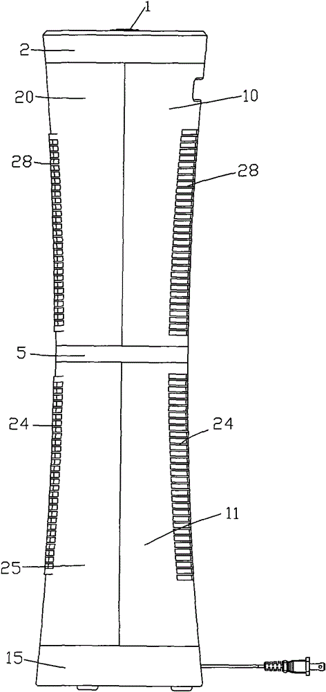 Warm fan with tower-shaped structure