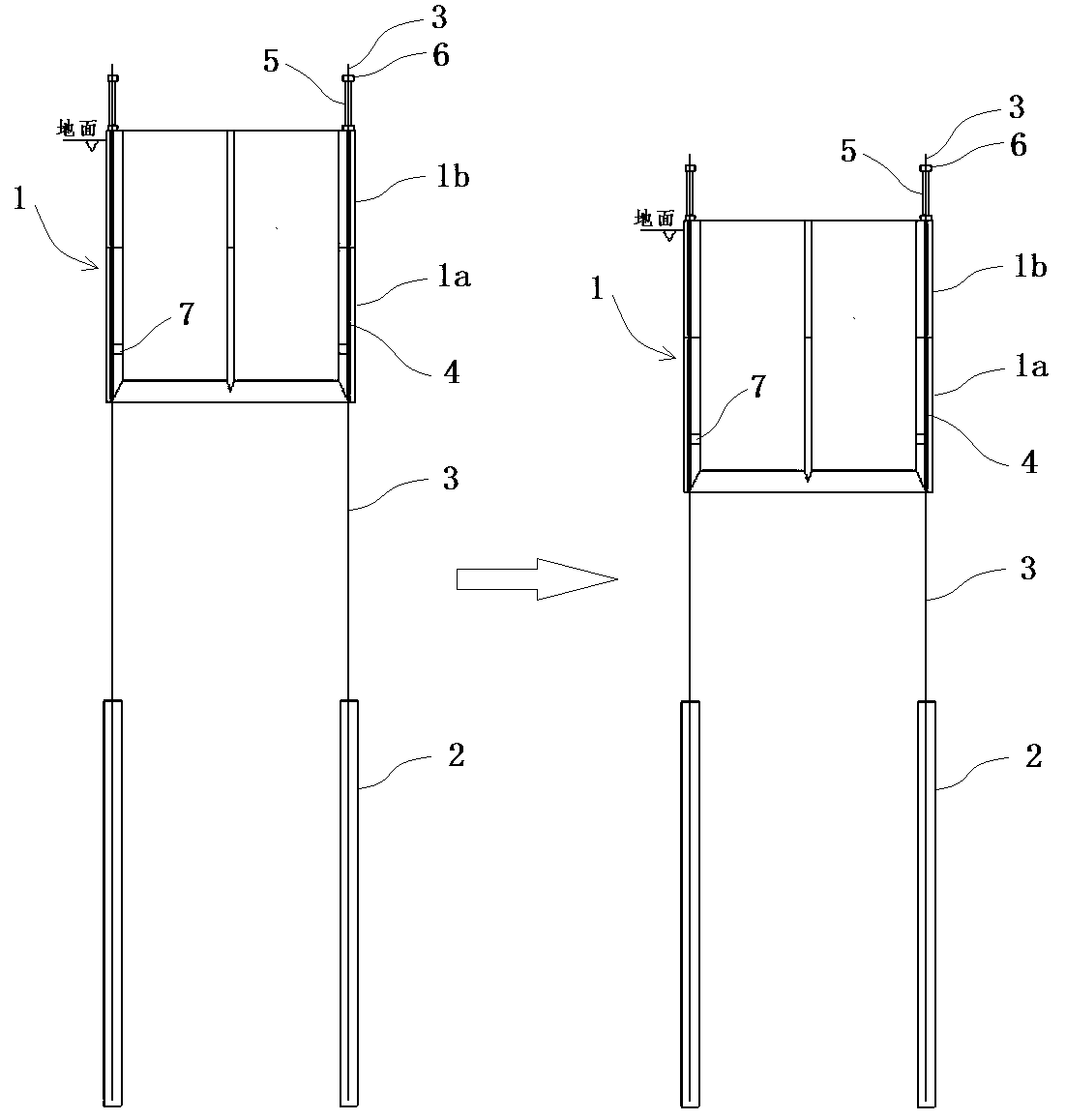 A rapid subsidence construction device for a pile-anchor press-in caisson