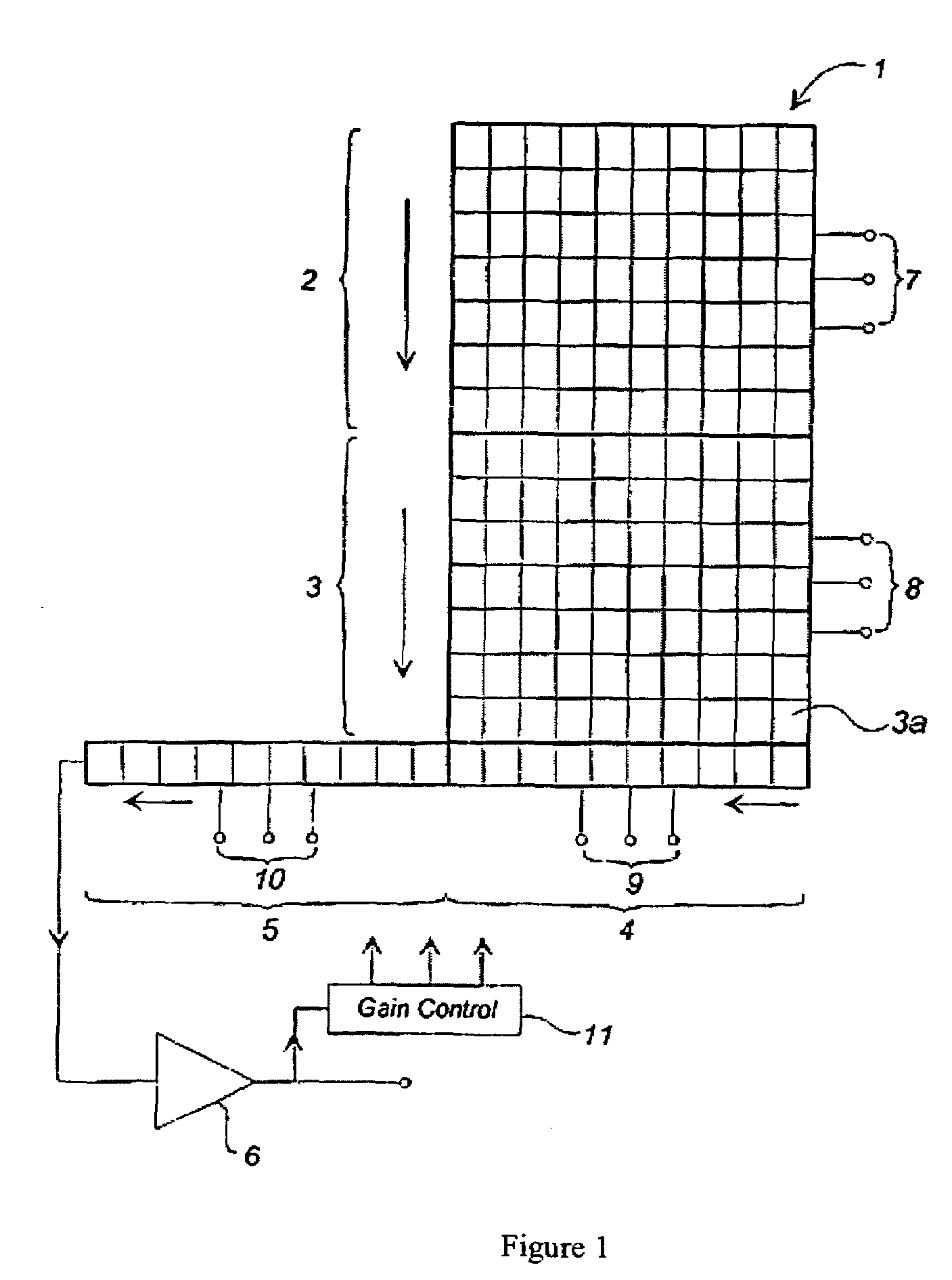 CCD device having a sequence of electrodes for charge multiplication