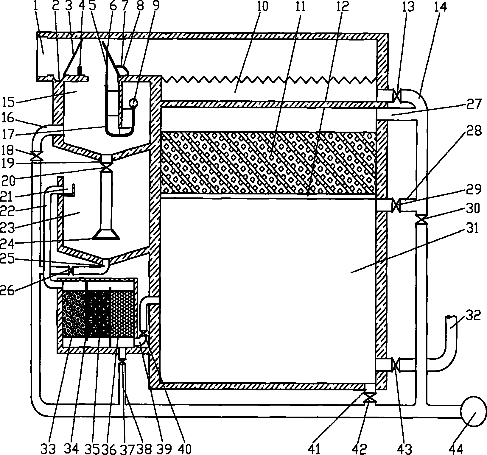 Rainwater separating treatment recycling device