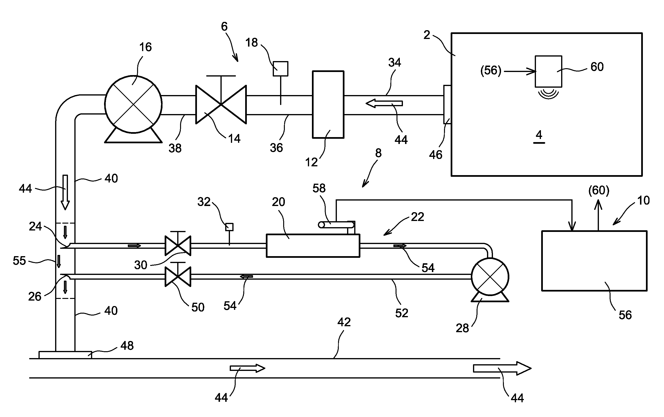 Mobile system for intervention in an atmosphere of radioactive gas, notably tritium