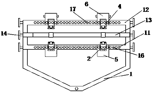 Double-head simple sunflower seeding device with adjustable row spacing