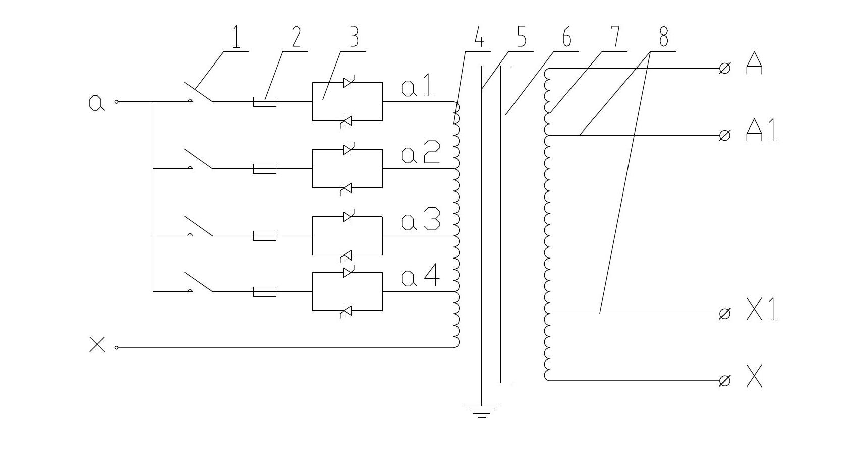 Single-phase dry type converter transformer for suppressing polysilicon and voltage regulation way thereof