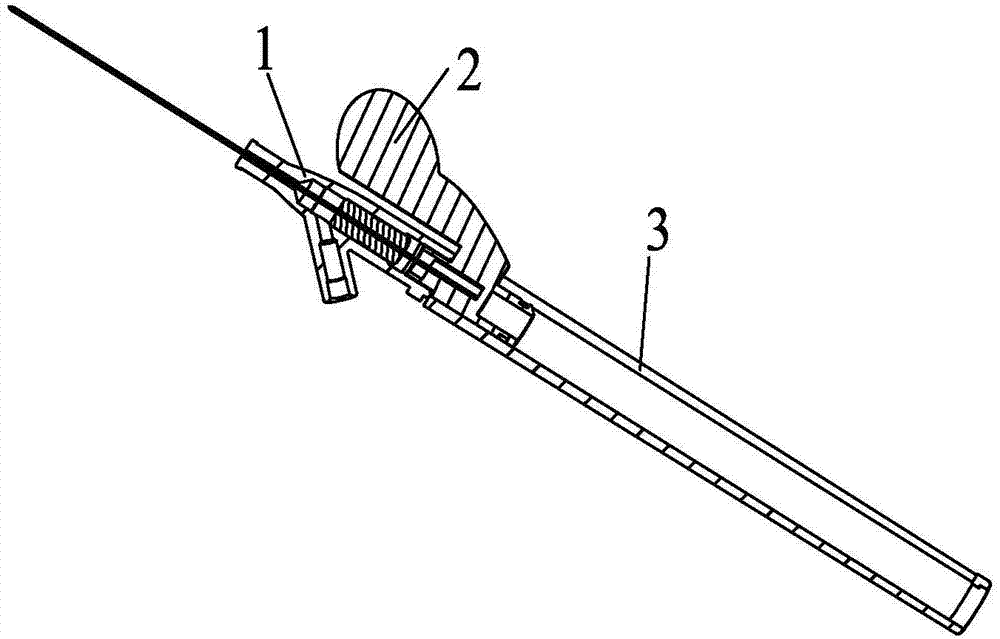 Remaining needle with unilateral-seam protective sleeve