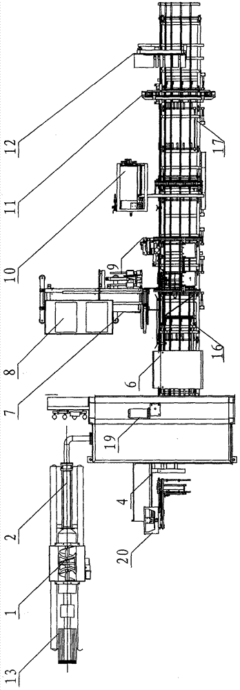 Tube-type slab lattice paste extrusion production line