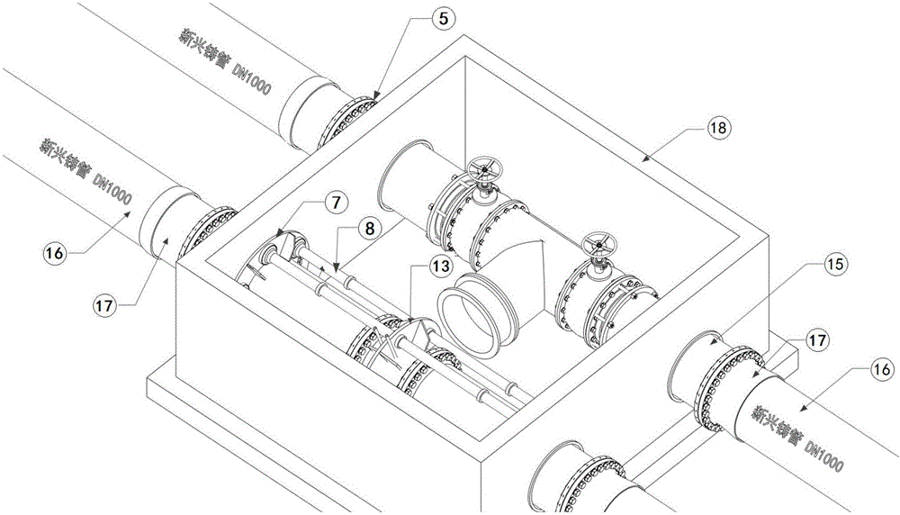 Large-caliber cast iron pipe pressure testing device without backrest, and large-caliber cast iron pipe pressure testing method without backrest