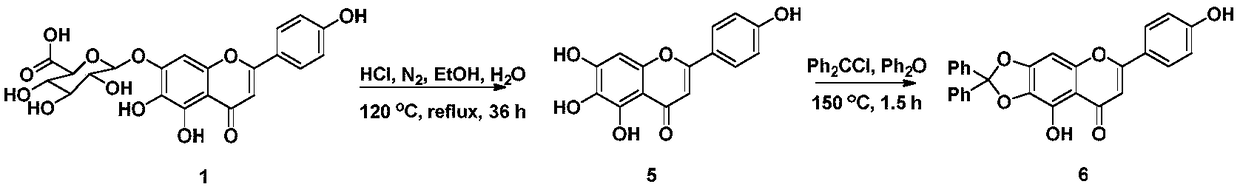 Scutellarin aglycone nitrogen mustard derivative and preparation method and application thereof