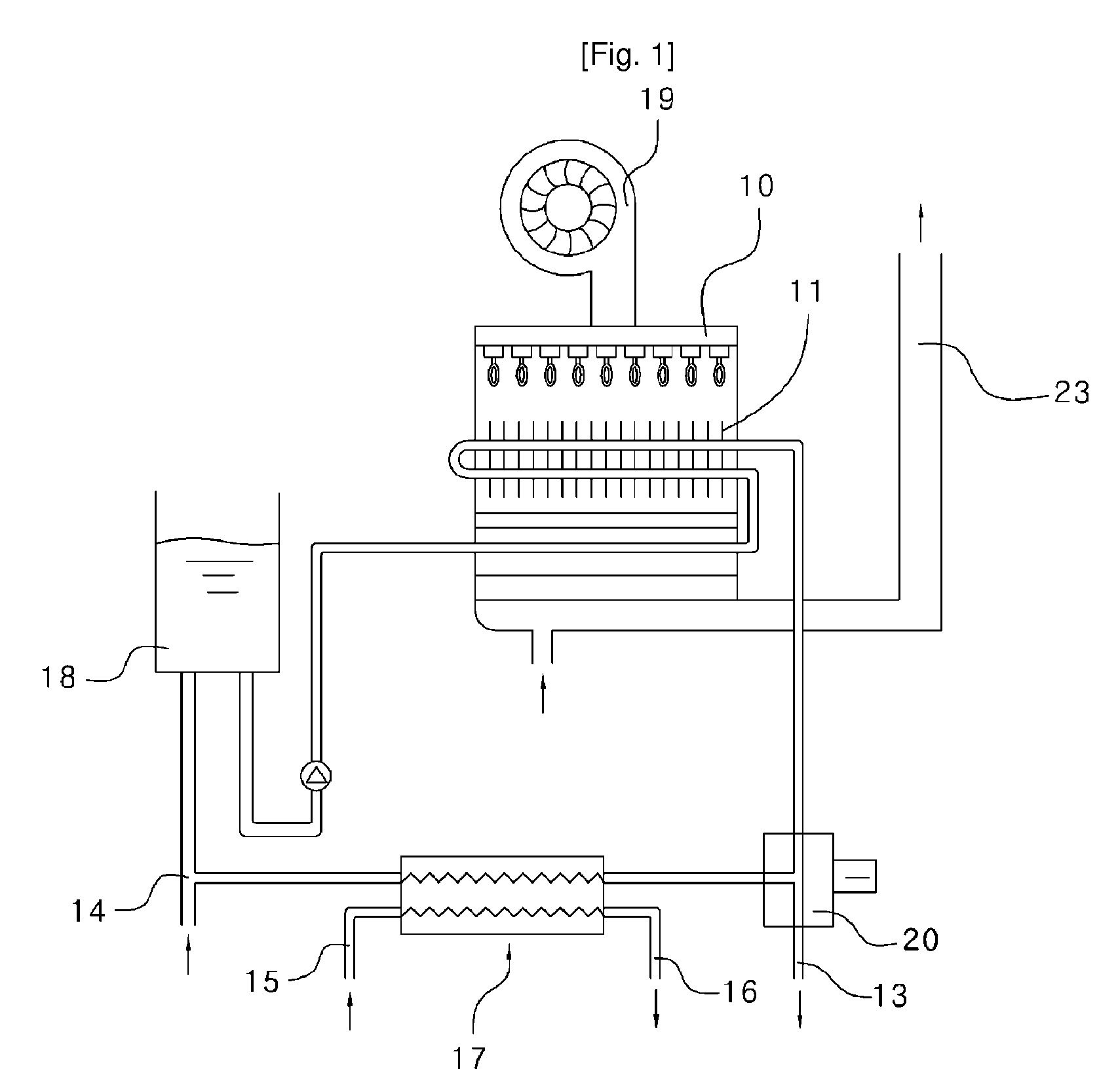 Heat exchanger of condensing boiler for heating and hot-water supply