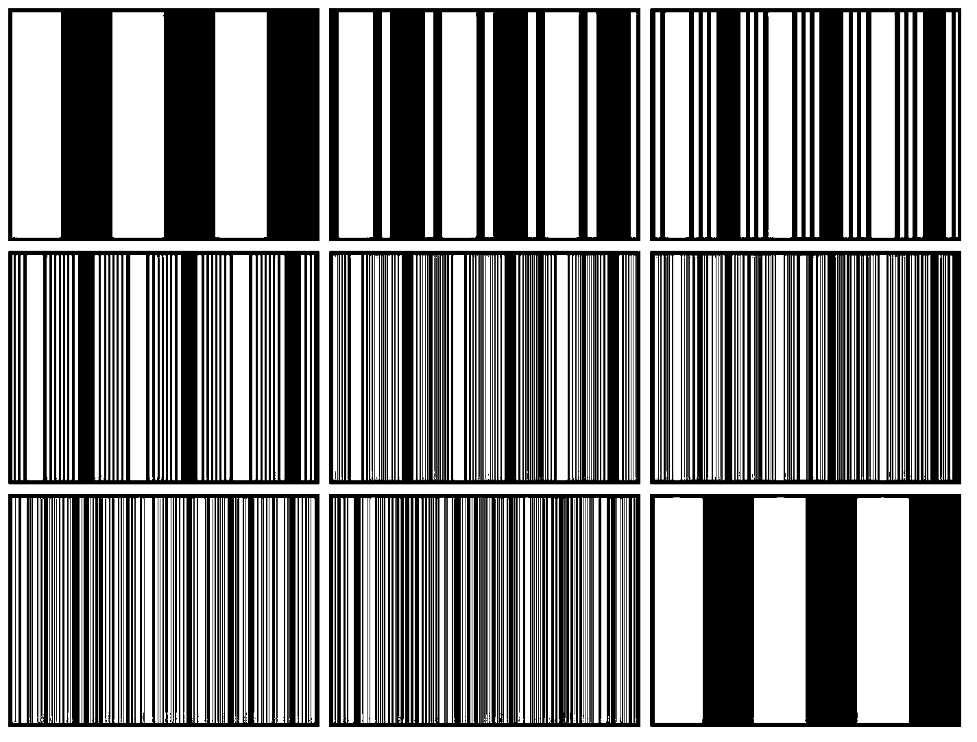 Binary stripe stack based sinusoidal grating generation method