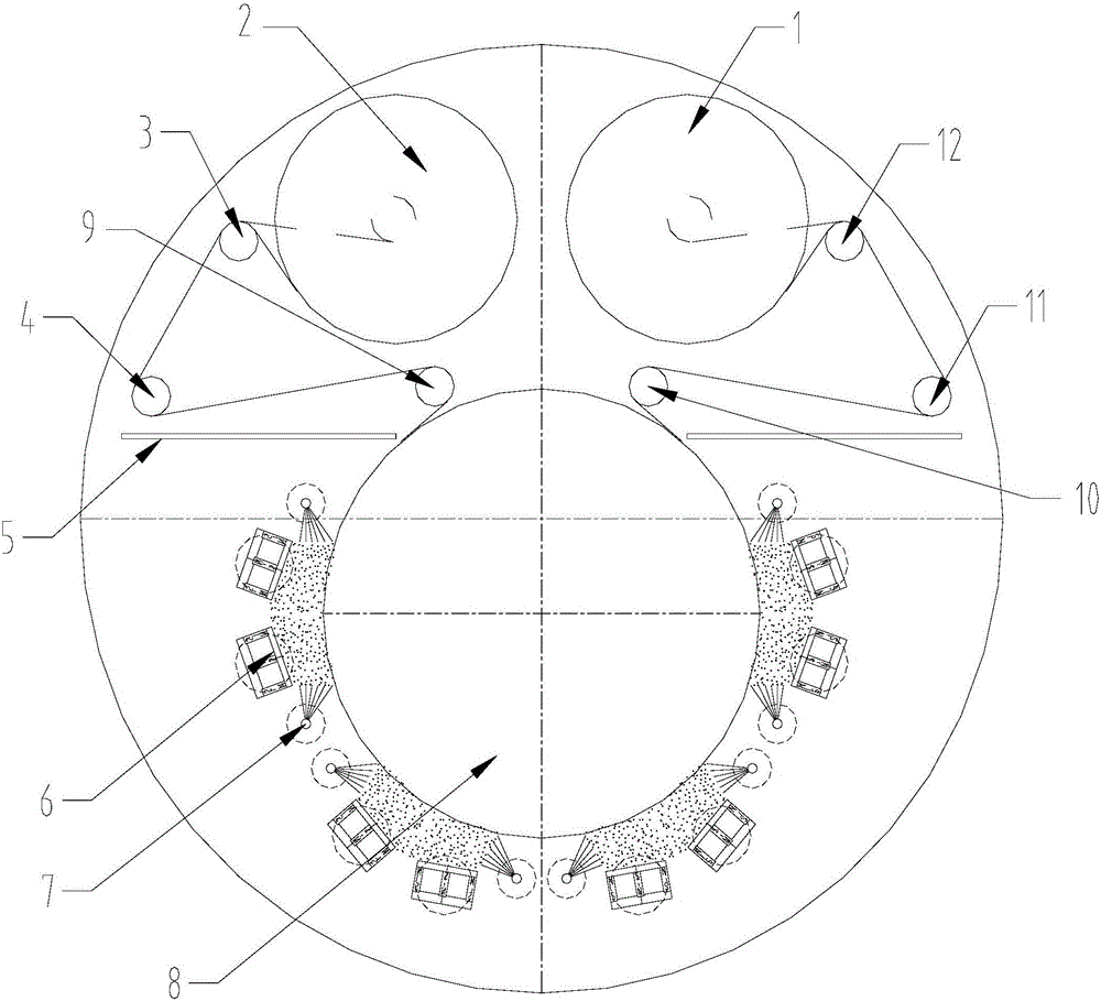 Device for electronic beams to assist plasma in sputtering coating of flexibility copper-clad plate