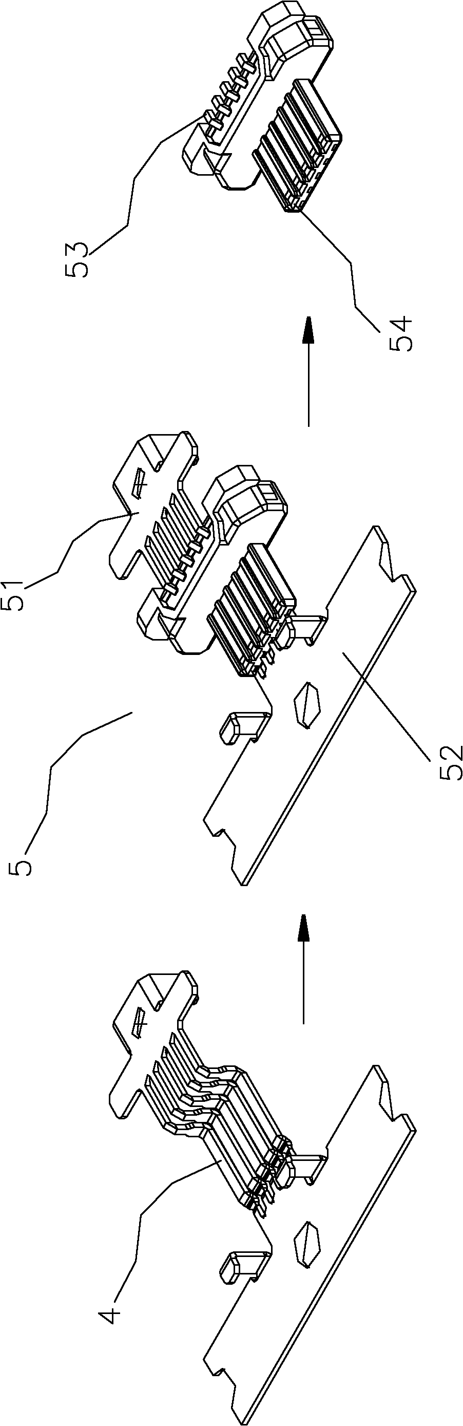 Improved MicroUSB (universal serial bus) interface and manufacturing method thereof