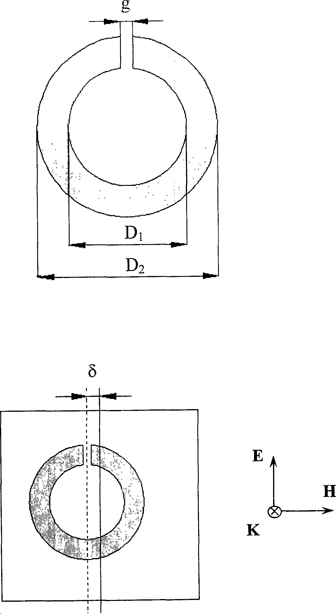 Negative magnetoconductivity material with suitable thickness ring structure