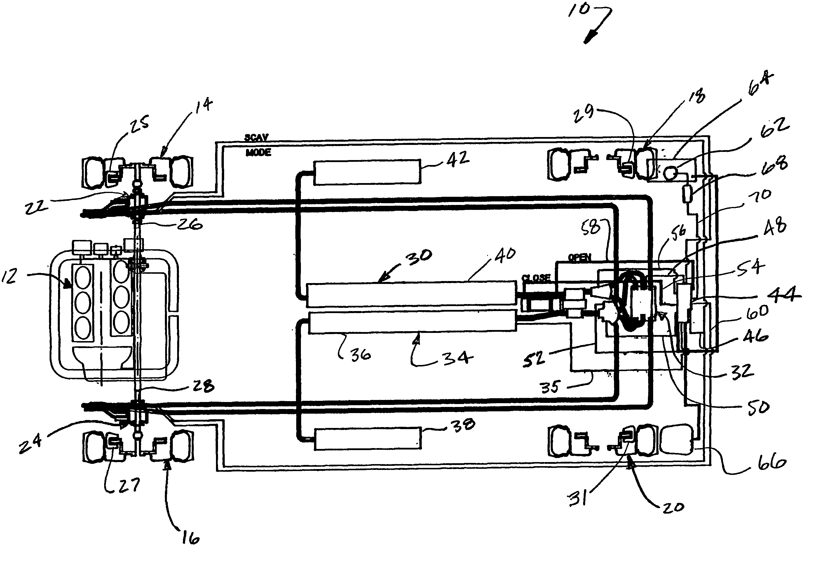 Hydraulic regenerative braking system for a vehicle