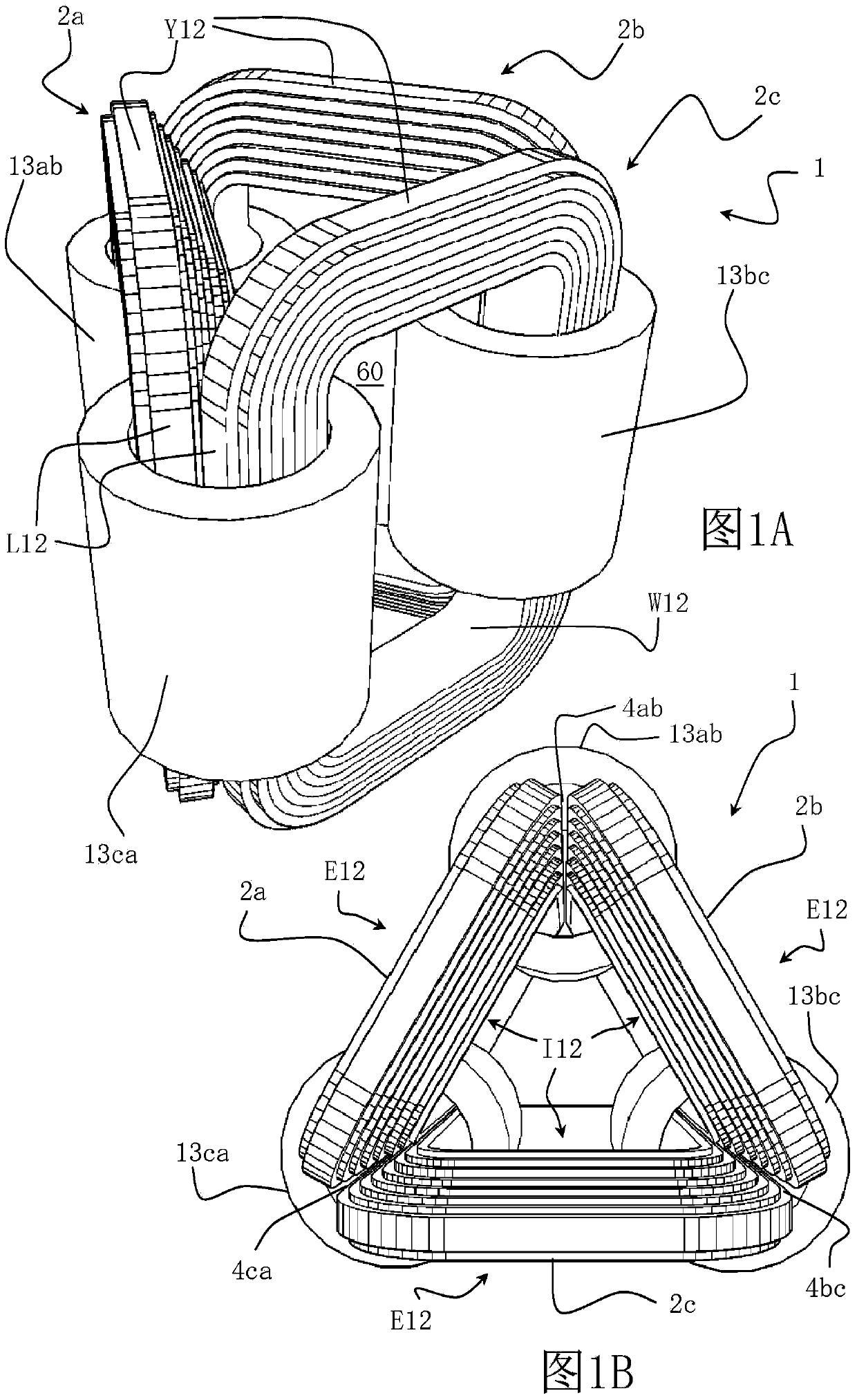 Three-phase magnetic cores for magnetic induction devices and methods for manufacturing them