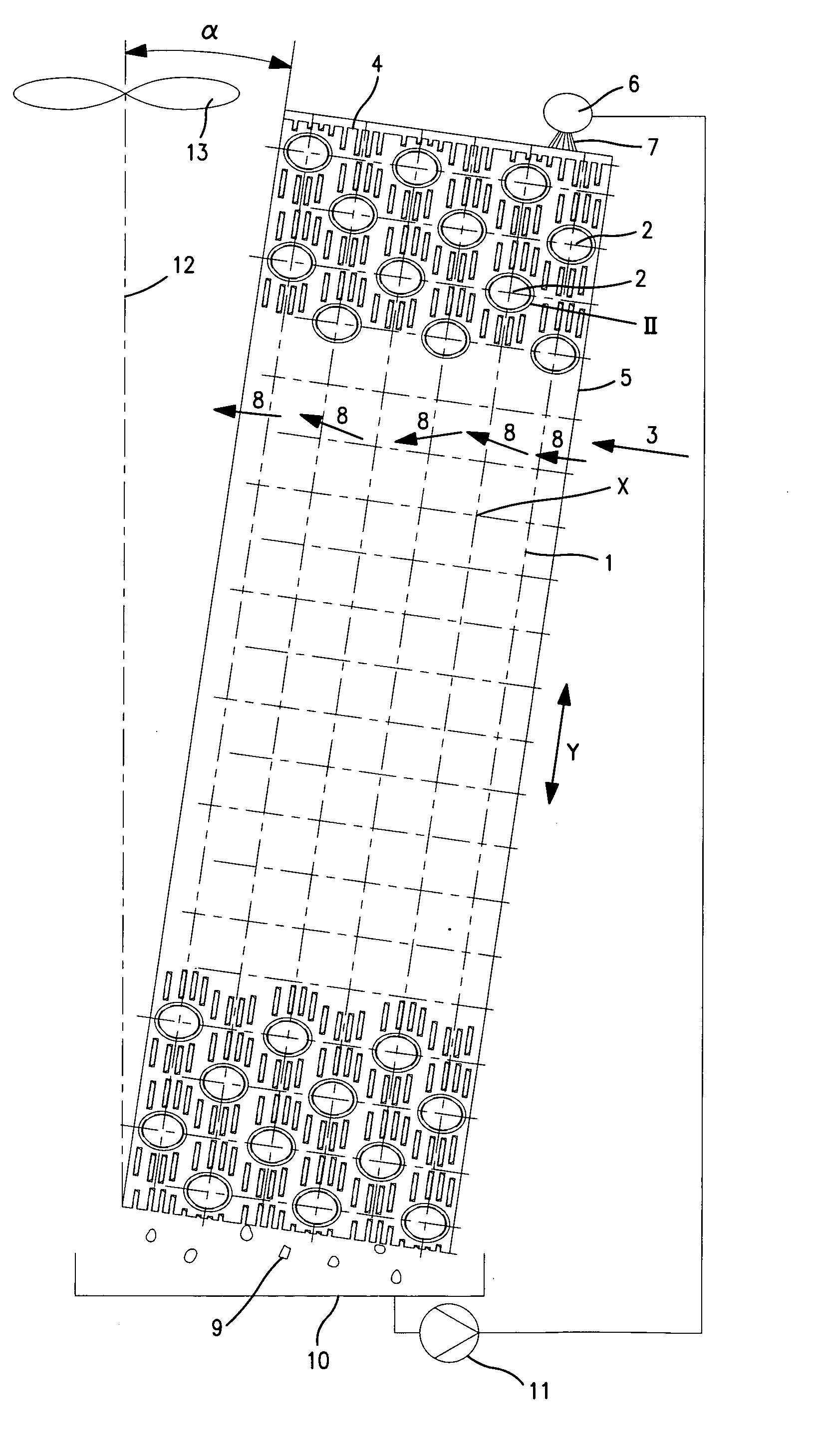 Hybrid dry cooler heat exchange with water-droplet slit and water-droplet splitting louver for heat exchangers with primarily latent heat transfer