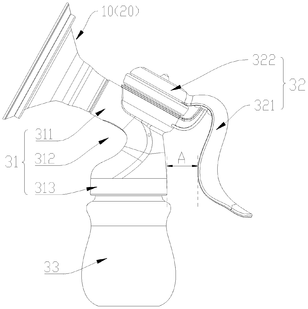 Electric and manual switch type breast pump