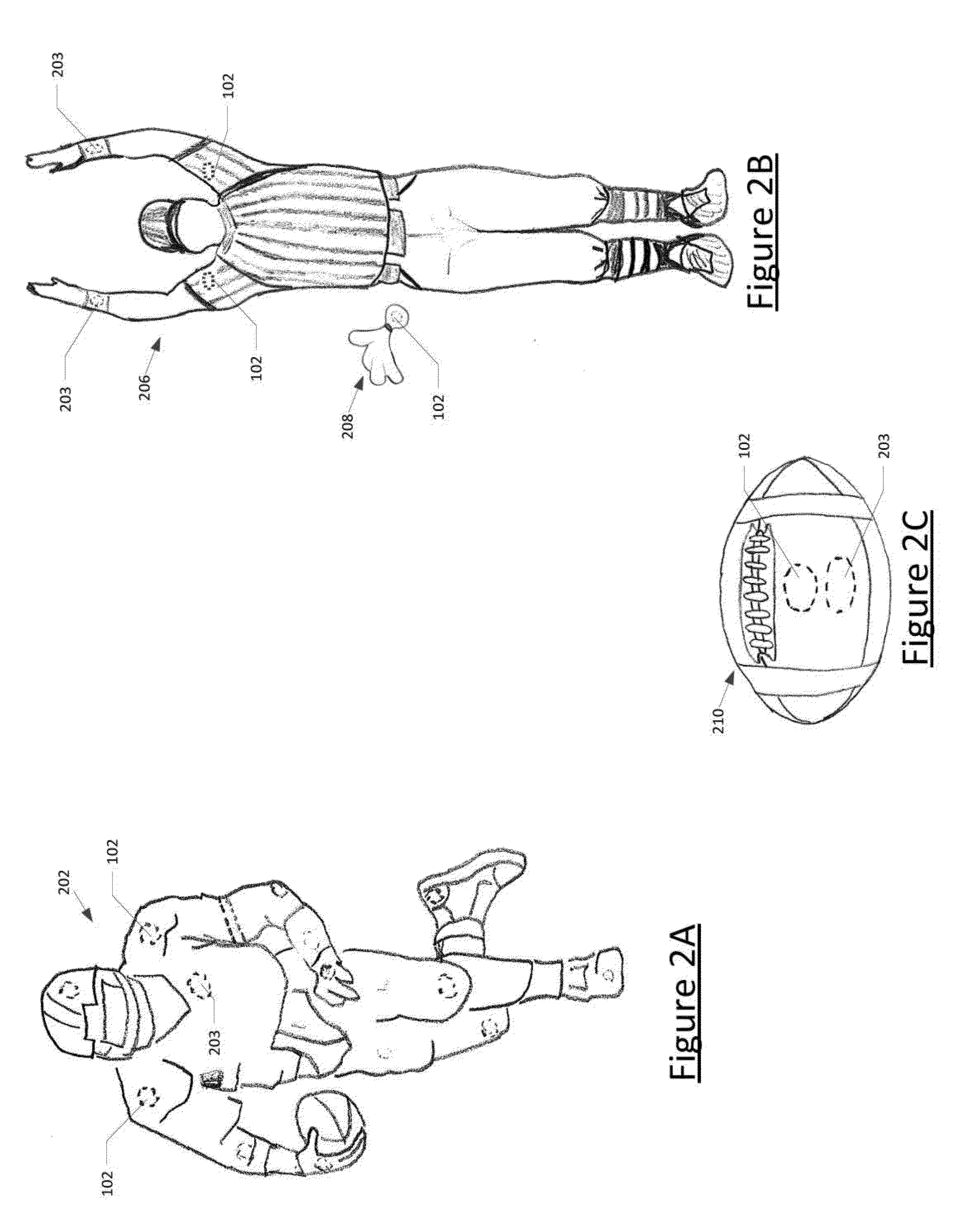 Method, apparatus, and computer program product for collecting and displaying sporting event data based on real time data for proximity and movement of objects