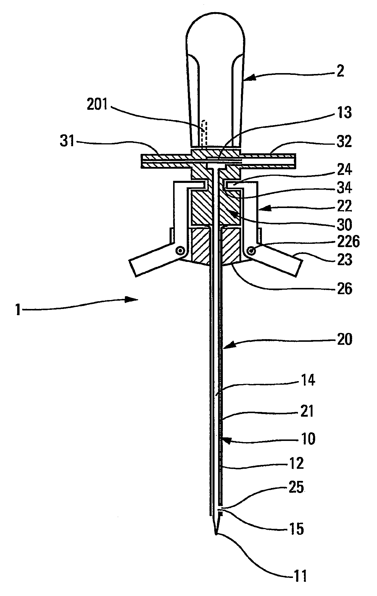 Bone-marrow extraction and/or injection device and a system including such a device