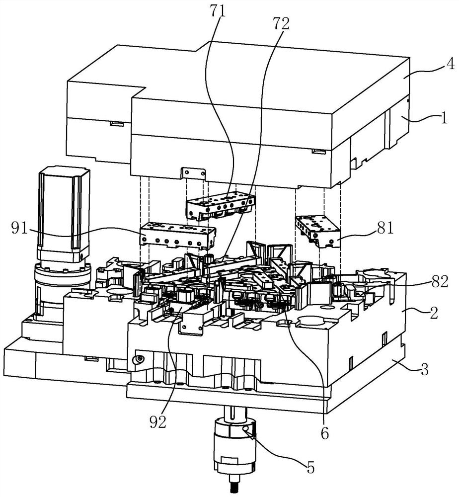 A three-color push and turn automatic forming mechanism