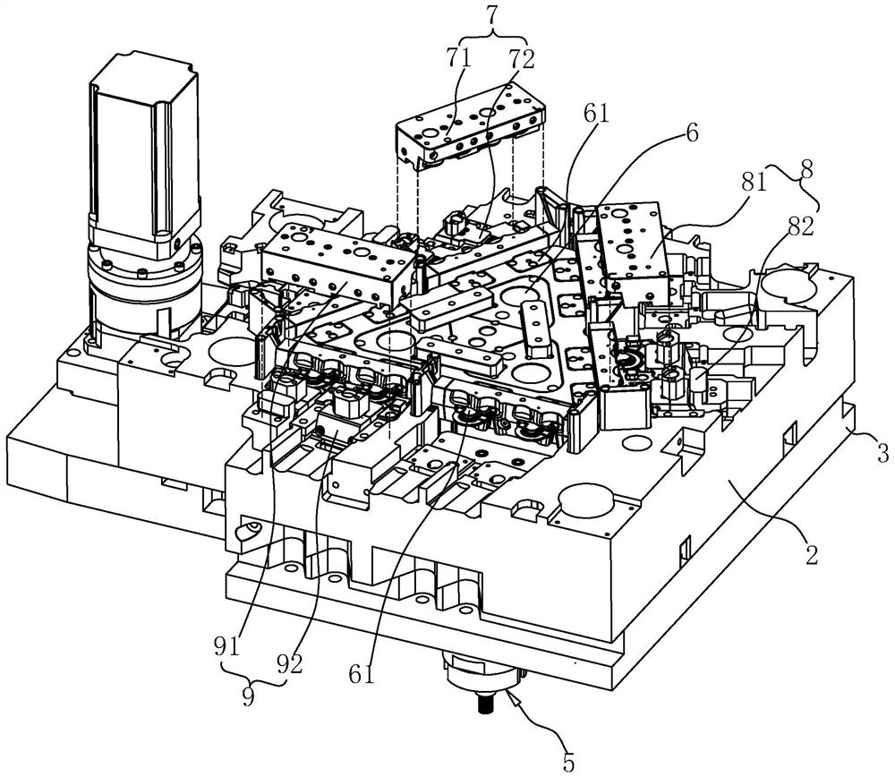 A three-color push and turn automatic forming mechanism