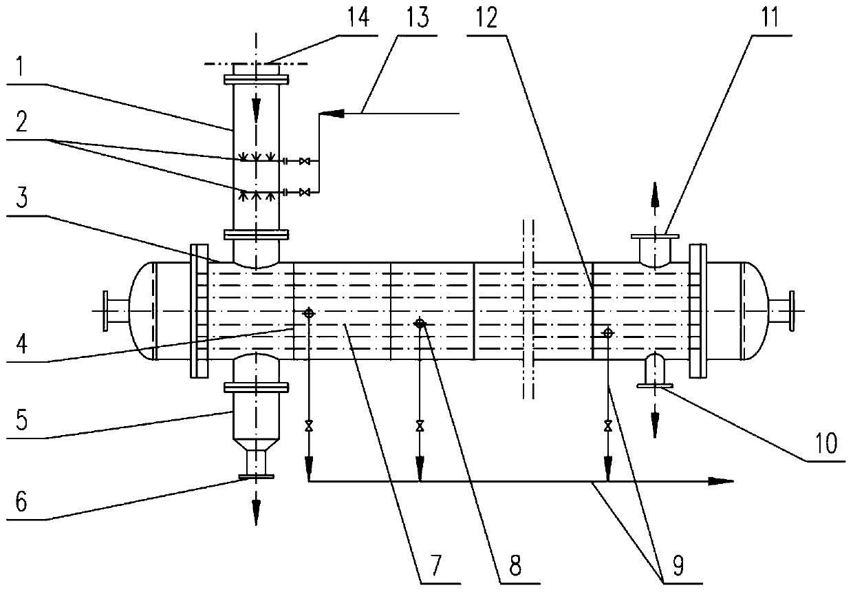 Heat exchange and four-phase separation device