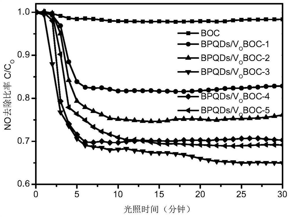 Oxygen-rich vacancy type black phosphorus quantum dot/bismuth oxycarbonate visible light catalyst and preparation method and application