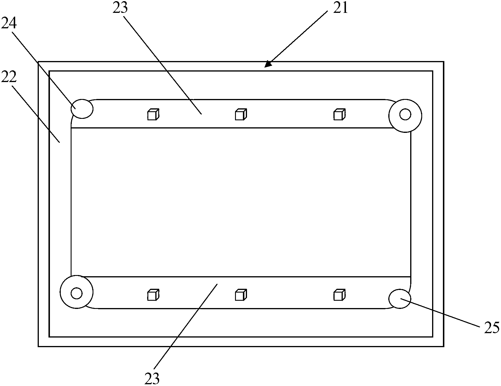 Liquid flow frame device and vanadium cell containing same