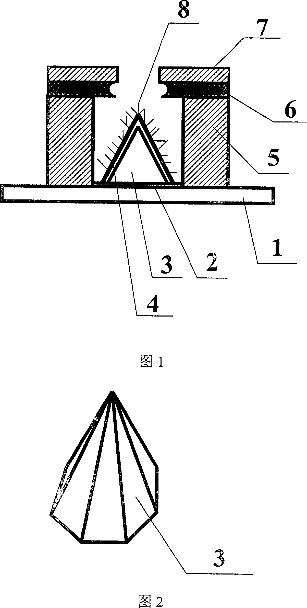 Flat-board display of internal concave type grid-controlled array structure and mfg. process