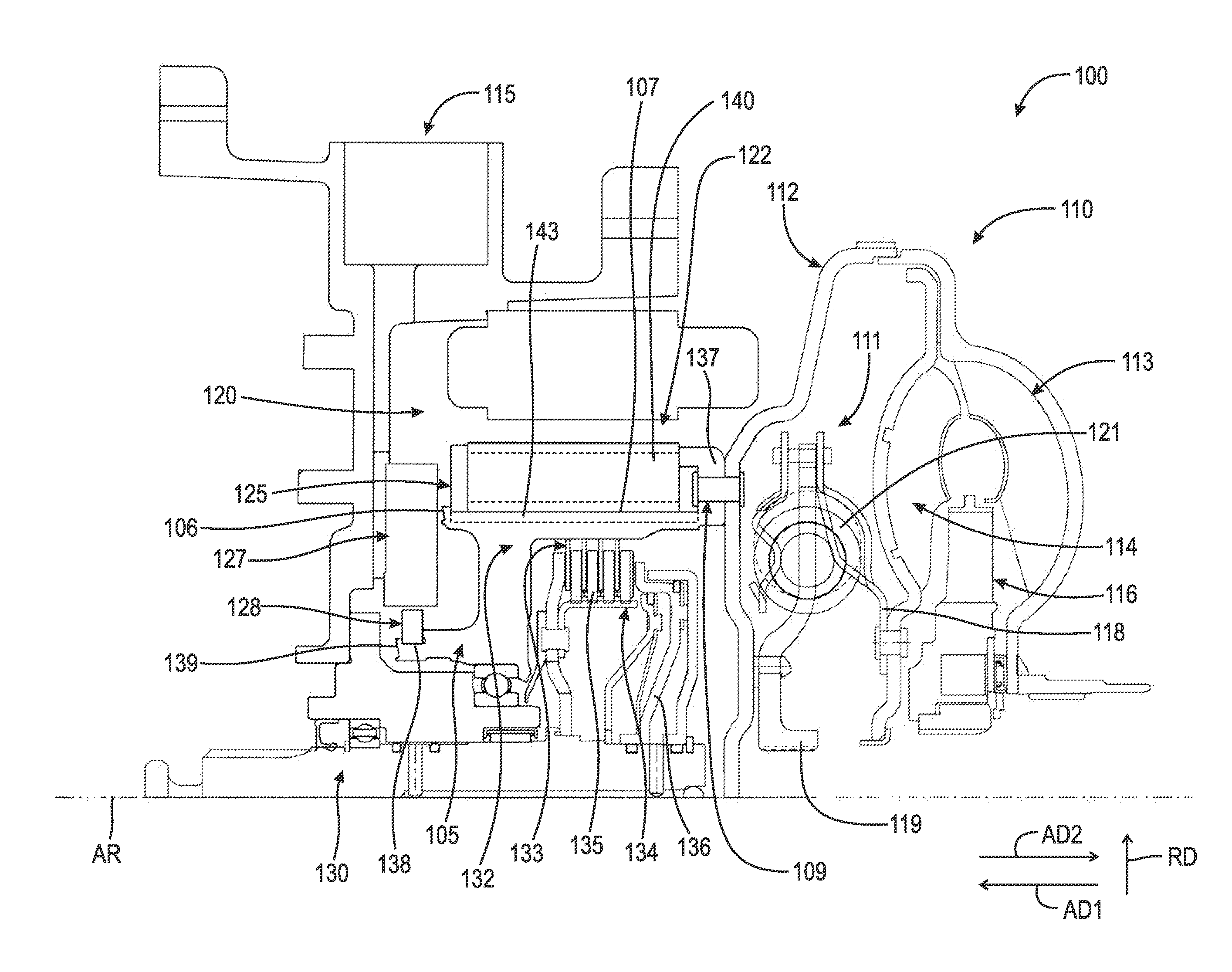 Hybrid drive module having a rotor secured to a hub via staking