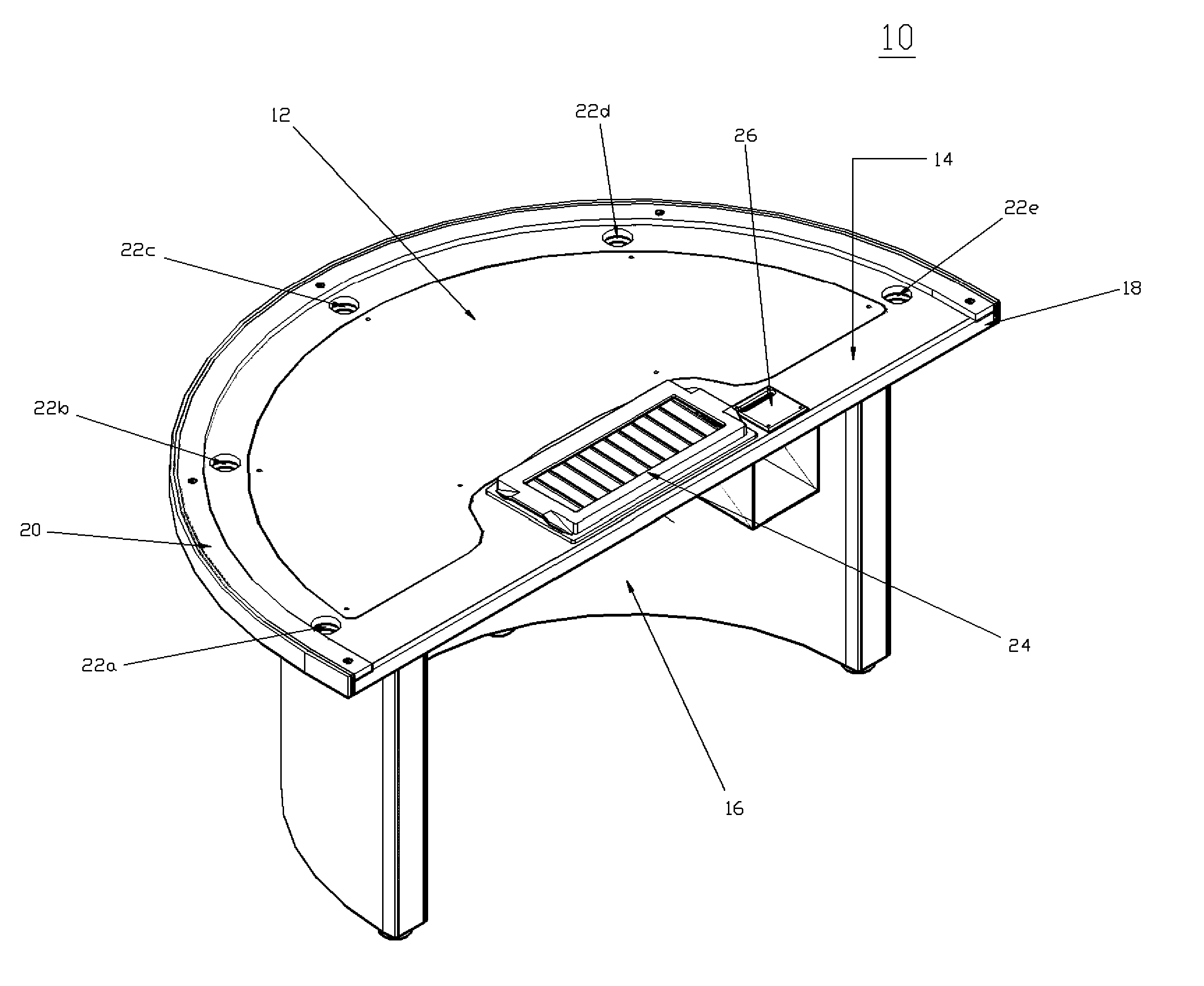 Casino gaming table with quickly replaceable playing surface