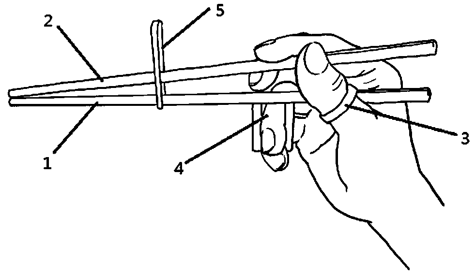 Teaching assisting chopsticks and using method thereof