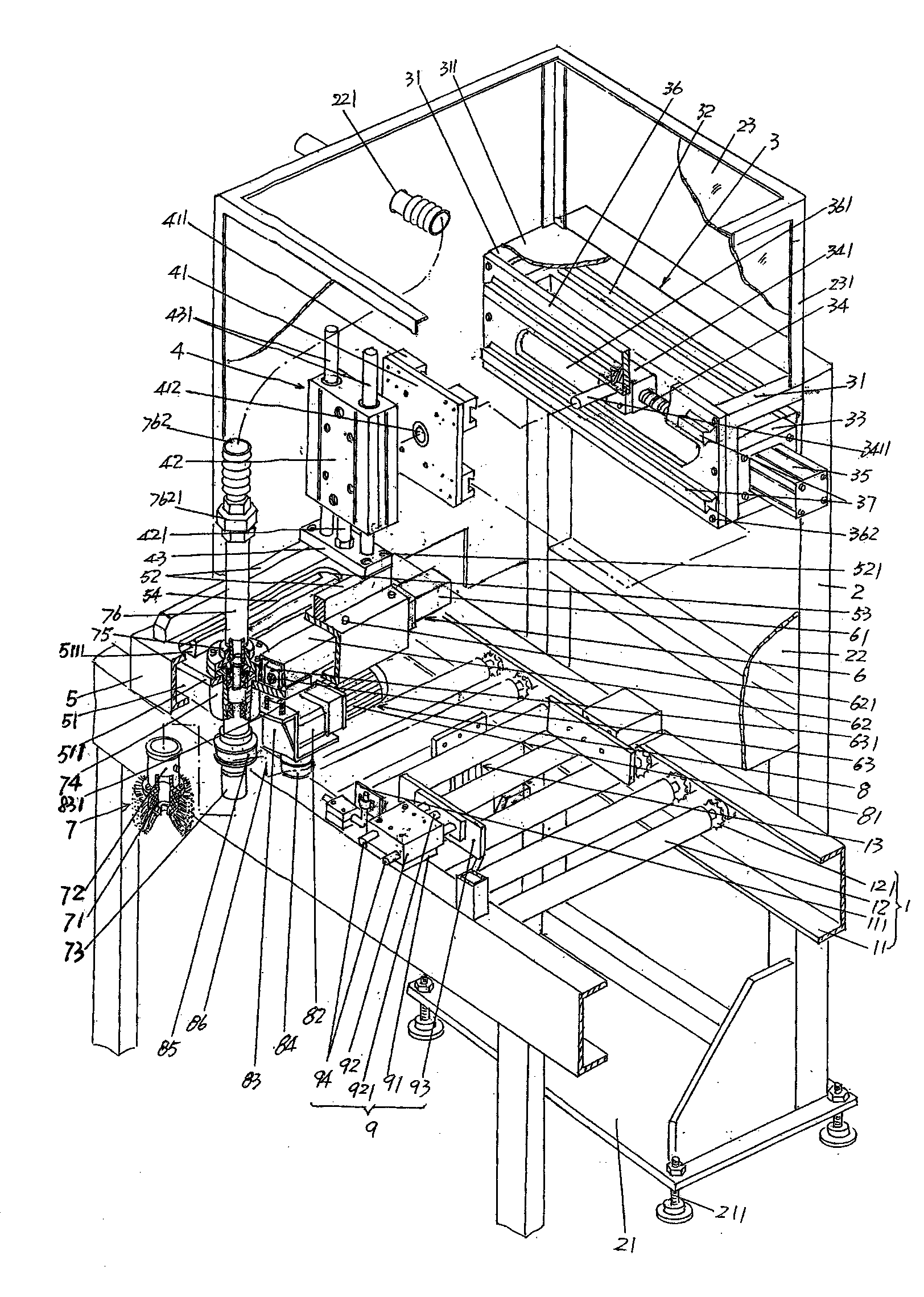 Sagger automatic sweeping device for electronic kiln automatic production line